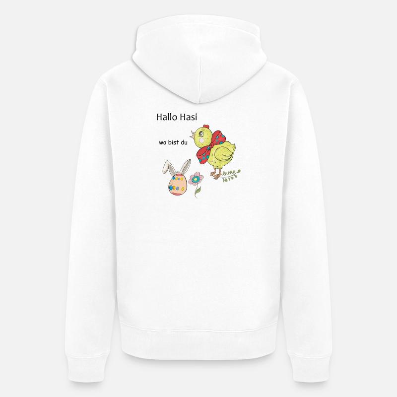 Poulet de Pâques avec nœud - Veste à capuche bio Premium Unisexe - blanc