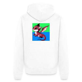 Drache - Unisex Premium Bio Zip Hoodie - Weiß - Hinten - Thijin (182cm)