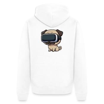 Süßer Mops Cartoon Hund Zocker Gamer Freund - Unisex Premium Bio Zip Hoodie - Weiß - Hinten - Thijin (182cm)
