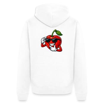 Dessin dessiné de bande dessinée Cherry Cartoon Fruit Design - Veste à capuche bio Premium Unisexe - blanc - Dos - Thijin (182cm)
