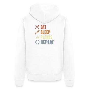 Eat Sleep Planes Repeat - Unisex Premium Bio Zip Hoodie - Weiß - Hinten - Thijin (182cm)