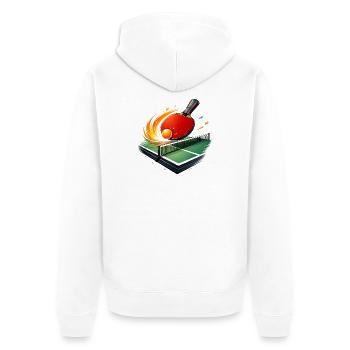 Table Tennis Shirt Ping Pong Club Player - Unisex Premium Organic Zip Hoodie - white - Back - Thijin (182cm)