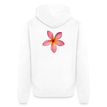 Plumeria Tempelblume - Unisex Premium Bio Zip Hoodie - Weiß - Hinten - Thijin (182cm)