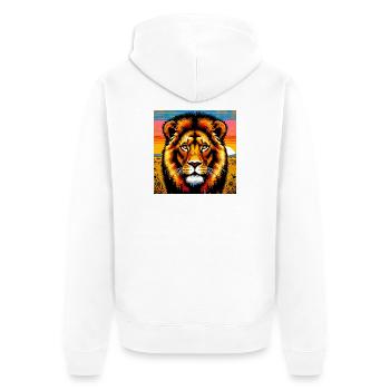 Löwe - Unisex Premium Bio Zip Hoodie - Weiß - Hinten - Thijin (182cm)