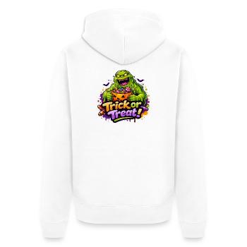 schleimmonster-trick-or-treat - Unisex Premium Bio Zip Hoodie - Weiß - Hinten - Thijin (182cm)