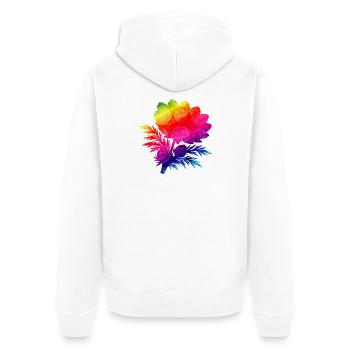 Silhouette florale colorée Motif arc-en-ciel - Veste à capuche bio Premium Unisexe - blanc - Dos - Thijin (182cm)