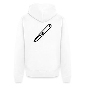 Messer - Unisex Premium Bio Zip Hoodie - Weiß - Hinten - Thijin (182cm)