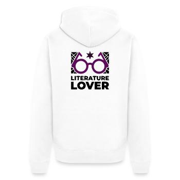 Literature Lover Brille Text - Unisex Premium Bio Zip Hoodie - Weiß - Hinten - Thijin (182cm)