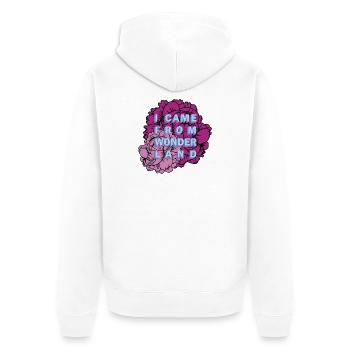 Wonderland Flowers Motif - Unisex Premium Organic Zip Hoodie - white - Back - Thijin (182cm)