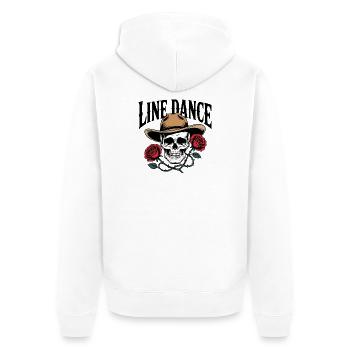 Line Dance Skull with Cowboy Hat Roses - Unisex Premium Organic Zip Hoodie - white - Back - Thijin (182cm)