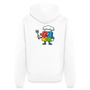 Puzzle Piece Chef Maskottchen - Unisex Premium Bio Zip Hoodie - Weiß - Hinten - Thijin (182cm)