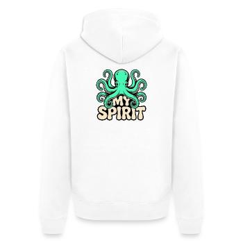Oktopus Spirit - Unisex Premium Bio Zip Hoodie - Weiß - Hinten - Thijin (182cm)
