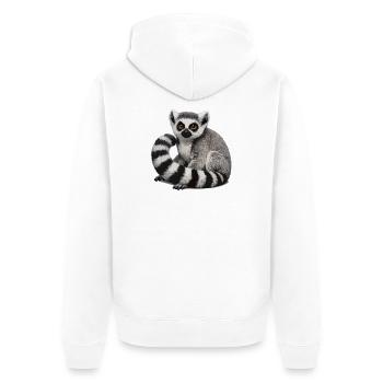 Illustration des Ringschwanz-Lemuren - Unisex Premium Bio Zip Hoodie - Weiß - Hinten - Thijin (182cm)
