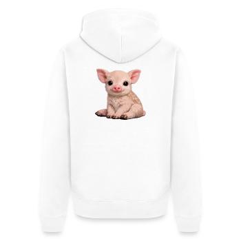 Ferkel-Kuschel-Illustration - Unisex Premium Bio Zip Hoodie - Weiß - Hinten - Thijin (182cm)