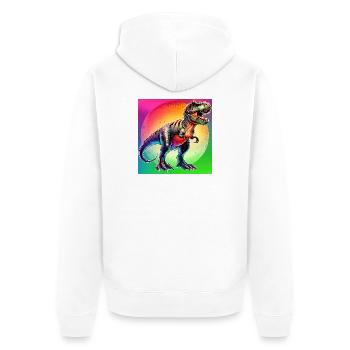Dinosaurier - Unisex Premium Bio Zip Hoodie - Weiß - Hinten - Thijin (182cm)