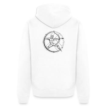 Schütze Sternzeichen – Ziel & Freihei - Unisex Premium Bio Zip Hoodie - Weiß - Hinten - Thijin (182cm)