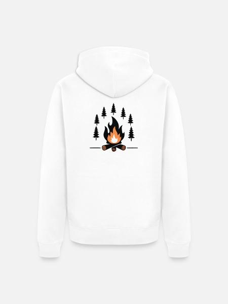 Cozy Campfire Forest - Unisex Premium Organic Zip Hoodie - white