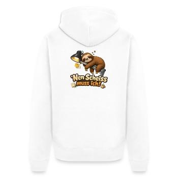 Faultier Nen Scheiß muss ich Spruch Homeoffice - Unisex Premium Bio Zip Hoodie - Weiß - Hinten - Thijin (182cm)
