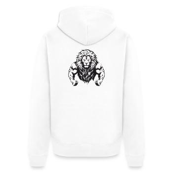 Leo Muscles - Unisex Premium Organic Zip Hoodie - white - Back - Thijin (182cm)