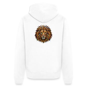 Portrait en vitrail avec un lion en mosaïque - Veste à capuche bio Premium Unisexe - blanc - Dos - Thijin (182cm)