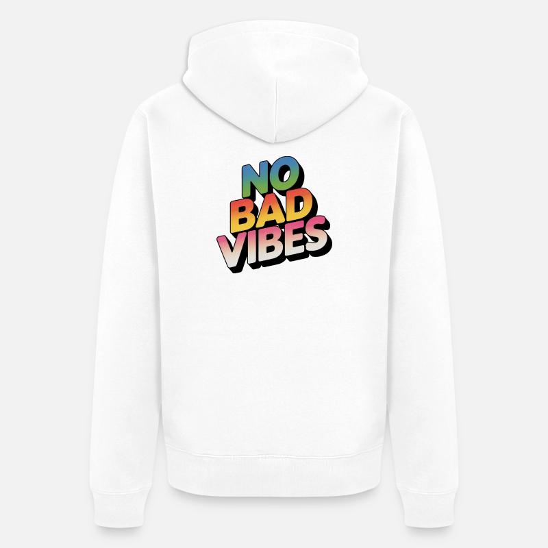 Lettrage arc-en-ciel sans mauvaise ambiance - Veste à capuche bio Premium Unisexe - blanc