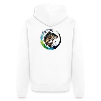 Springender Karpf - Unisex Premium Bio Zip Hoodie - Weiß - Hinten - Thijin (182cm)