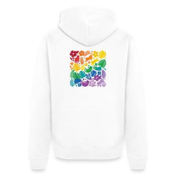 LGBT-Pride-Monat – Regenbogenkatzen und Blumen - Unisex Premium Bio Zip Hoodie - Weiß - Hinten - Thijin (182cm)