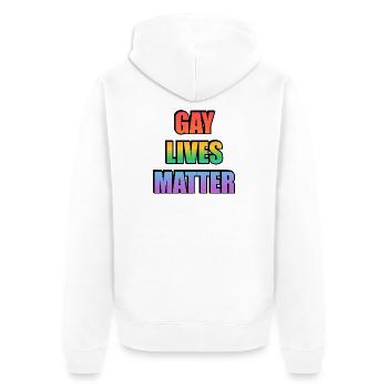 Gay Lives Matter Regenbogen-Tee - Unisex Premium Bio Zip Hoodie - Weiß - Hinten - Thijin (182cm)