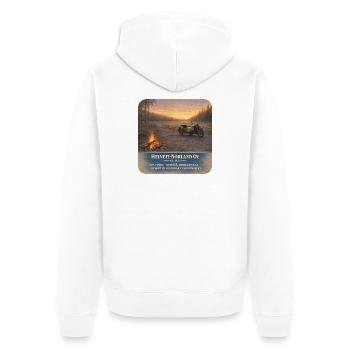 Helveti-Norland OY: Sivupyörä 1955 - Unisex Premium Bio Zip Hoodie - Weiß - Hinten - Thijin (182cm)