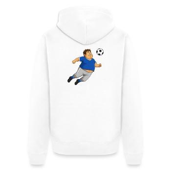 Fußballer  mit Ball - Unisex Premium Bio Zip Hoodie - Weiß - Hinten - Thijin (182cm)
