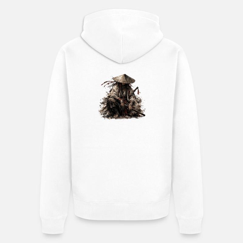 Shadow Ronin Samurai - Unisex Premium Bio Zip Hoodie - Weiß