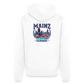 Cathédrale de Mayence, Allemagne, emblème du Rhin - Veste à capuche bio Premium Unisexe - blanc - Dos - Thijin (182cm)