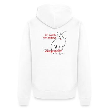 Ich wurde von meiner Katze eingestellt - Unisex Premium Bio Zip Hoodie - Weiß - Hinten - Thijin (182cm)