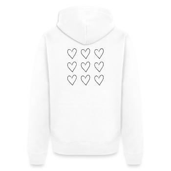 Black Heart Pattern | Minimal Design - Unisex Premium Bio Zip Hoodie - Weiß - Hinten - Thijin (182cm)