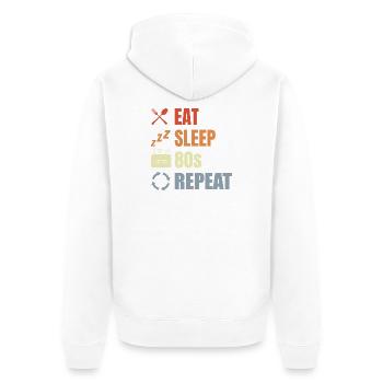 Manger Sommeil Années 80 Années Répétition - Veste à capuche bio Premium Unisexe - blanc - Dos - Thijin (182cm)