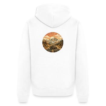 LKW Fahrer Lastwagen Fernverkehr Straße Berge - Unisex Premium Bio Zip Hoodie - Weiß - Hinten - Thijin (182cm)