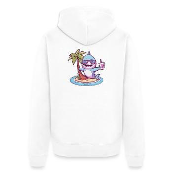 Shark Summer Palm Tree - Unisex Premium Organic Zip Hoodie - white - Back - Thijin (182cm)