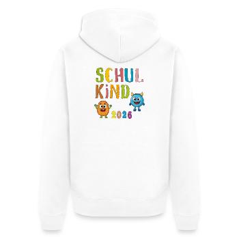 Schulkind 2026  - Unisex Premium Bio Zip Hoodie - Weiß - Hinten - Thijin (182cm)