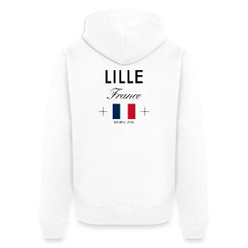 Lille Frankreich Koordinaten Reise Souvenir - Unisex Premium Bio Zip Hoodie - Weiß - Hinten - Thijin (182cm)