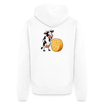 Dessin animé La vache rencontre le fromage - Veste à capuche bio Premium Unisexe - blanc - Dos - Thijin (182cm)