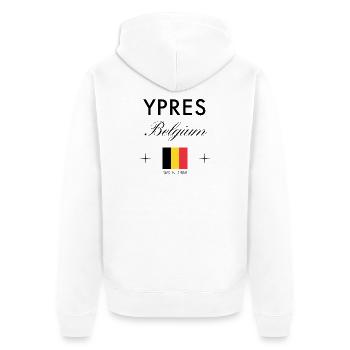 Ypern Belgien Koordinaten Reise Souvenir - Unisex Premium Bio Zip Hoodie - Weiß - Hinten - Thijin (182cm)