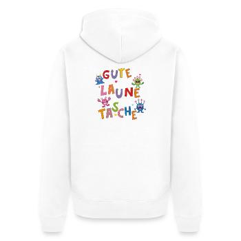 Gute Laune Monster Tasche - Unisex Premium Bio Zip Hoodie - Weiß - Hinten - Thijin (182cm)