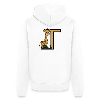 Giraffe und T Alphabet Design - Unisex Premium Bio Zip Hoodie - Weiß - Hinten - Thijin (182cm)