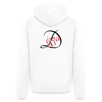 Digga - Unisex Premium Bio Zip Hoodie - Weiß - Hinten - Thijin (182cm)