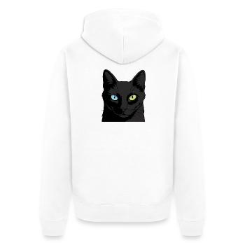 Zweifarbige Katze mit Heterochromie - Unisex Premium Bio Zip Hoodie - Weiß - Hinten - Thijin (182cm)