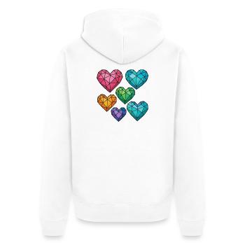 Kristallherzen in verschiedenen Farben - Unisex Premium Bio Zip Hoodie - Weiß - Hinten - Thijin (182cm)