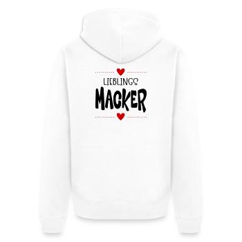 Macker Liebling - Unisex Premium Bio Zip Hoodie - Weiß - Hinten - Thijin (182cm)