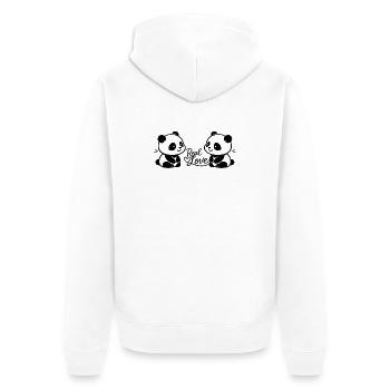 Real Love - Panda Pärchen - Unisex Premium Bio Zip Hoodie - Weiß - Hinten - Thijin (182cm)