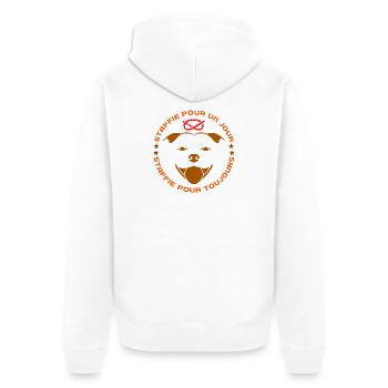 Staffie pour toujours - 025 - Veste à capuche bio Premium Unisexe - blanc - Dos - Thijin (182cm)