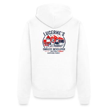 Lucerne Journalist Proud Dachshund Parent Apparel - Unisex Premium Organic Zip Hoodie - white - Back - Thijin (182cm)